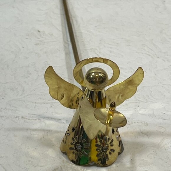VTG Brass Metal Long Handle Angel Holiday Christmas Candle Snuffer 9" Long - Picture 3 of 14